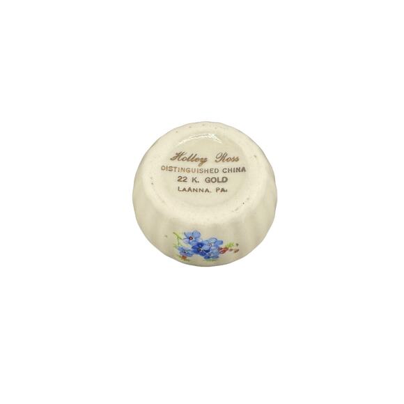 Vintage Blue Floral Holley Ross Fine China Ring Box Accented w/22K Gold - Picture 3 of 3